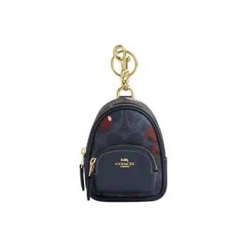 COACH Court Coated Canvas With Smooth Leather Bag Accessory Mini Women's Gold With Denim Multicolor