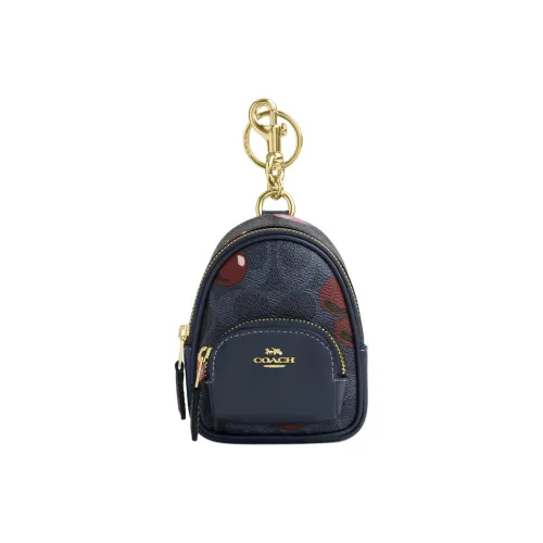 COACH Court Coated Canvas With Smooth Leather Bag Accessory Mini Women's Gold With Denim Multicolor