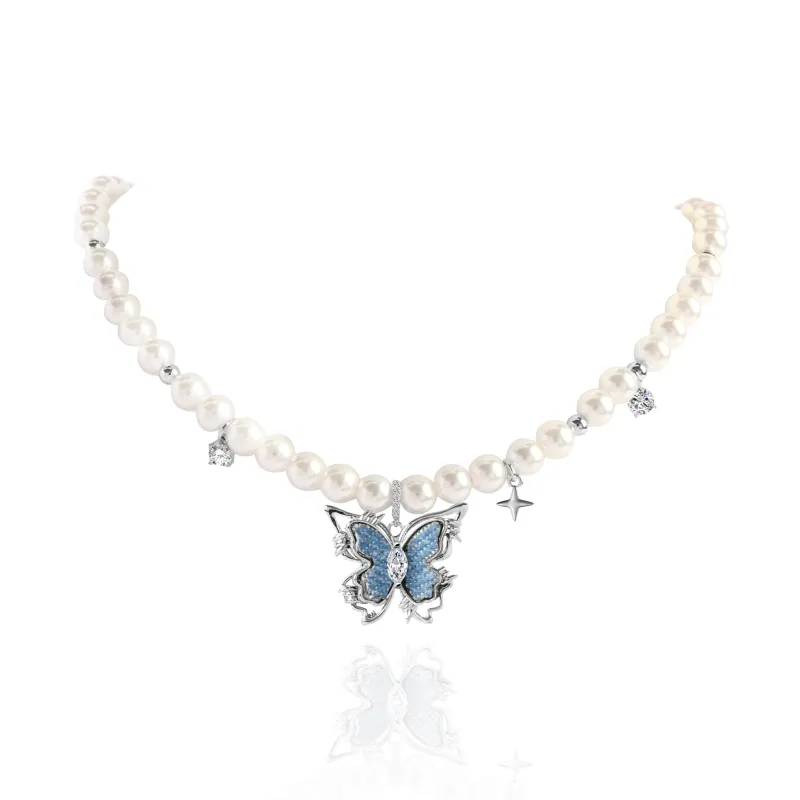 KEYS VIA Copper Alloy Synthetic Cubic Zirconia Fabric Faux Pearl Necklaces Women's-0