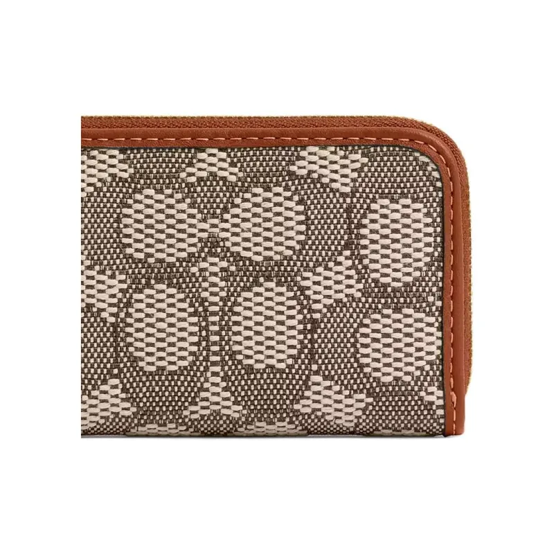 COACH Essential Jacquard With Leather Card Holder Small Size Women's Brass & Cocoa Polished Amber-4
