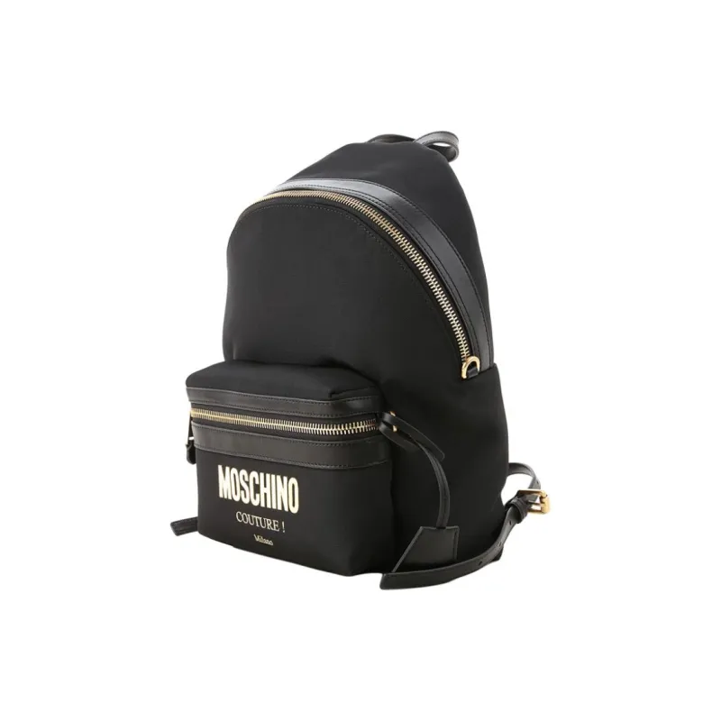 MOSCHINO Nylon Backpack Men's Black & Black Gold-1