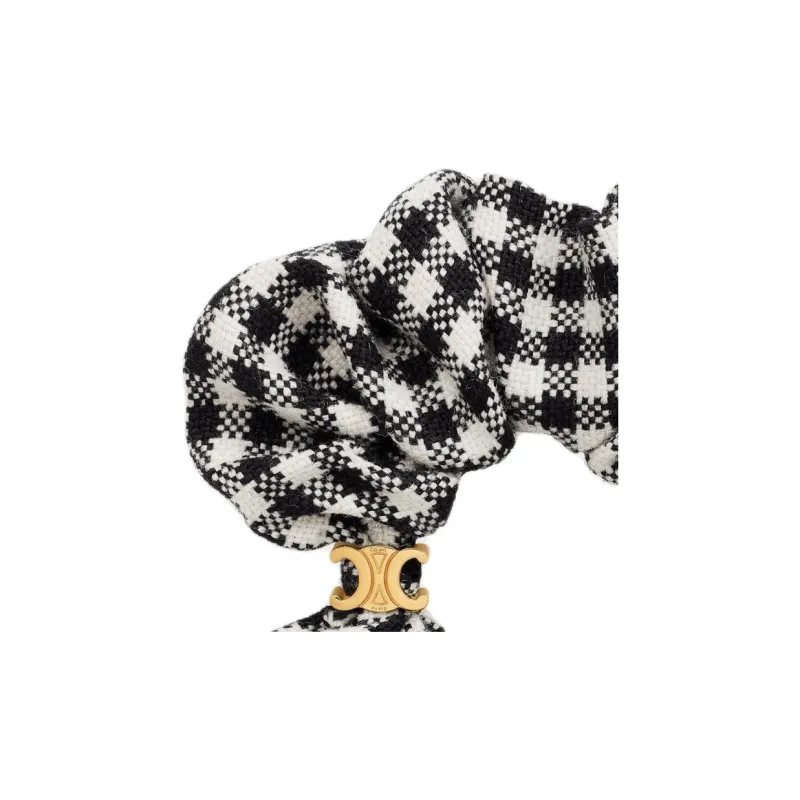 CELINE Scrunchy Vichy In Wool And Brass With Gold Finish-2