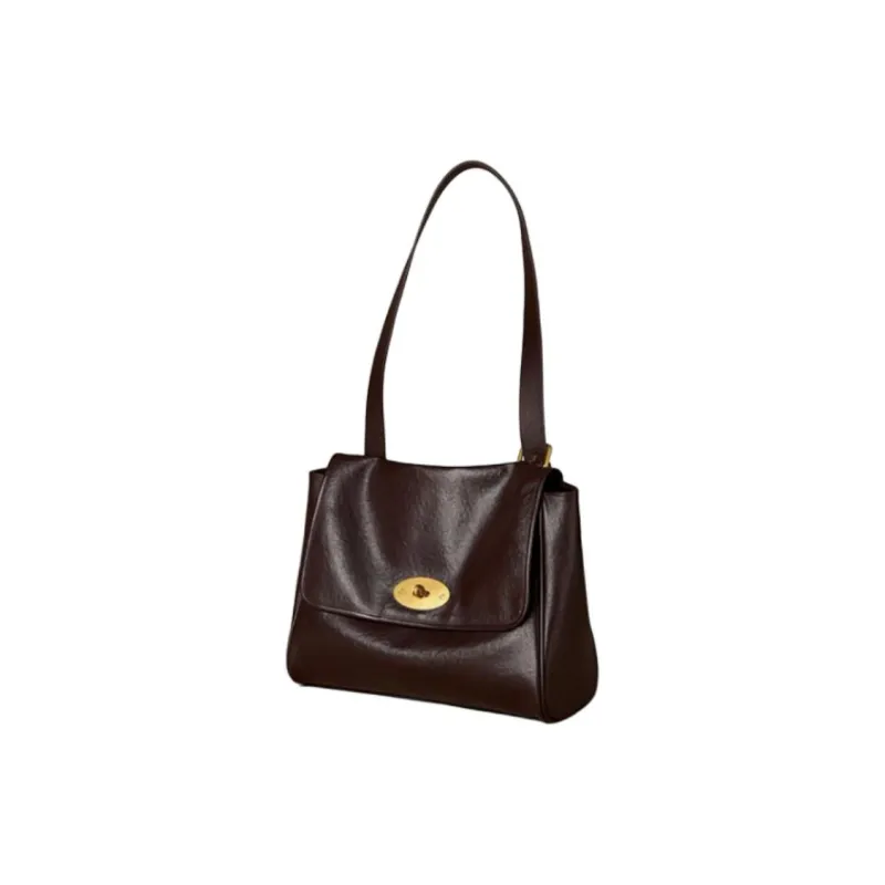 KAISER Top Grain Vegetable Tanned Cow Leather Shoulder Bag Women's Chocolate/Black-2