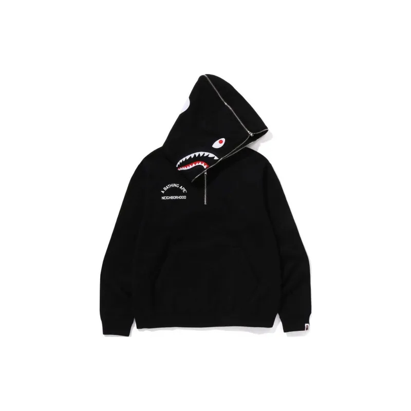 Bape X Neighborhood Two Face Half Zip Pullover Hoodie-2