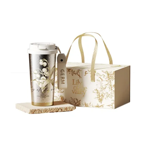 Germ Pure Titanium Luxury Insulated Cup Gift Box Set Silver White 500ml