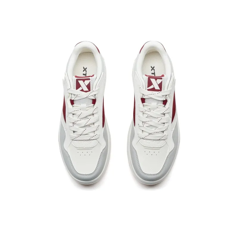 XTEP Air Force 1 Anti Slip And Wear Resistant Coverage Low Top Skateboard Shoes Men's White Gray Red-3