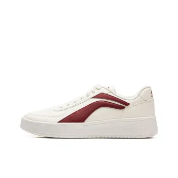 LiNing Non-slip Wear-resistant Shock Absorption Low-Top Casual Shoes Men's White Red
