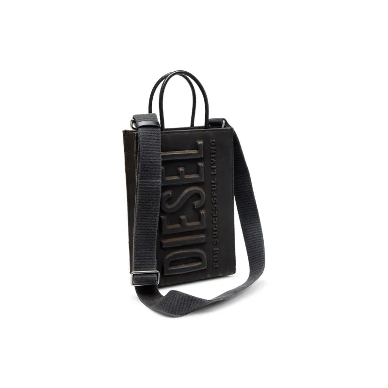 DIESEL Cotton Tote Bag, Shopping Bag, Shoulder Bag, Handbag Men's Black-1