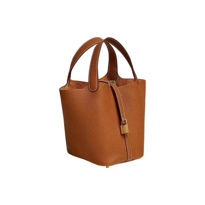 HERMES Picotin Lock Maurice Bullock Leather Basket Bag, Bucket Bag, Handbag 18 Women's 37 Gold Brown-1