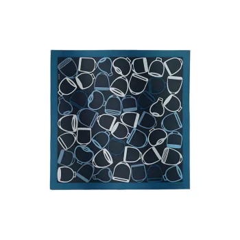 HERMES Silk Silk Scarves Men's Ocean Blue