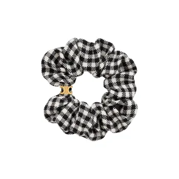 CELINE Scrunchy Vichy In Wool And Brass With Gold Finish