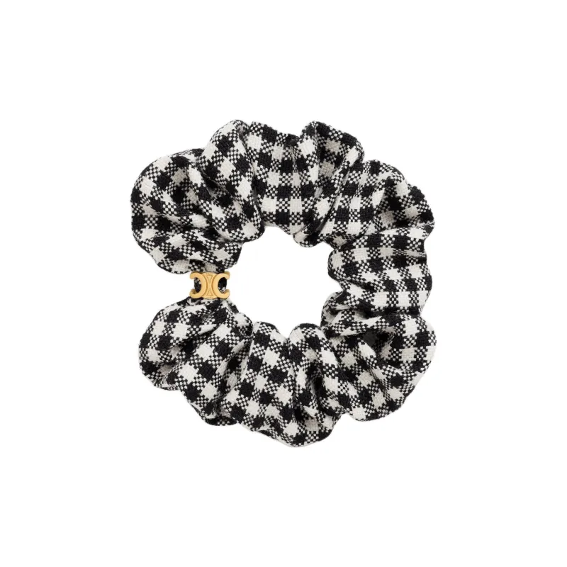 CELINE Scrunchy Vichy In Wool And Brass With Gold Finish-0