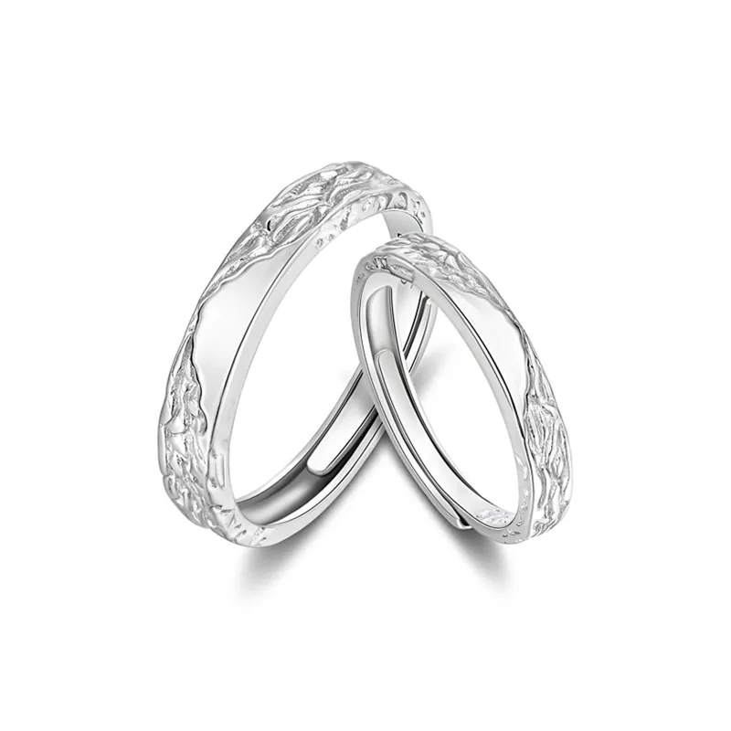 Disney S925 Silver Texture Ring Couple Rings Unisex Silver-0