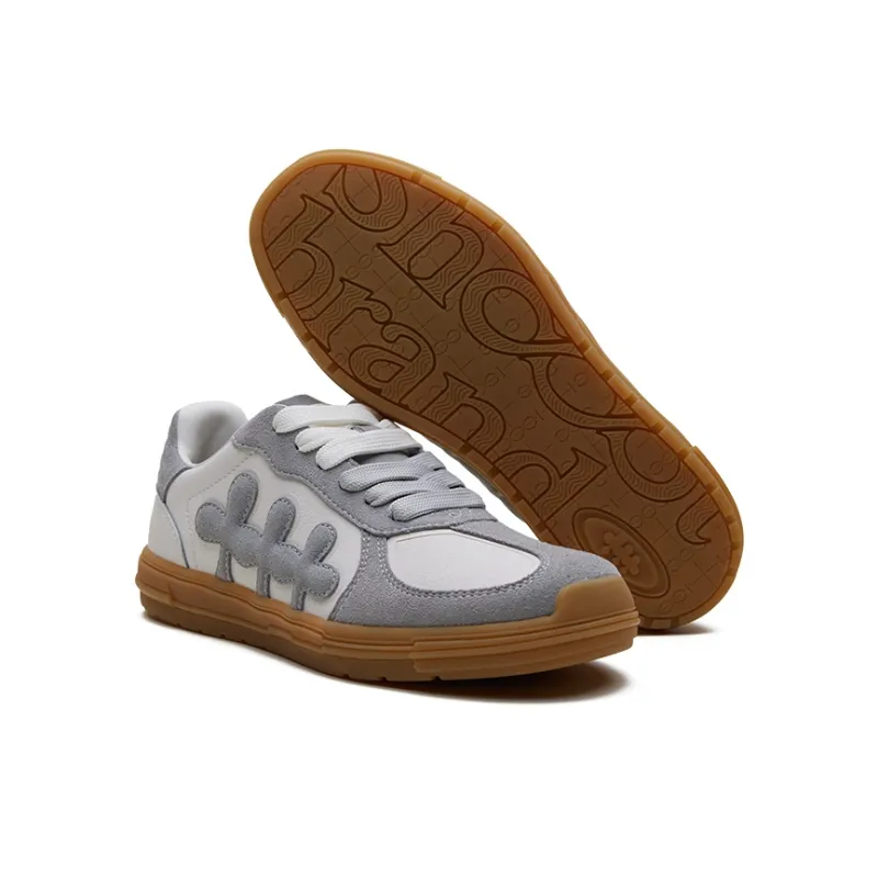 SHOOT BRAND Recast Collection Lightweight Wear Resistant Height Increasing Low Top Skateboard Shoes Unisex Gray White-4