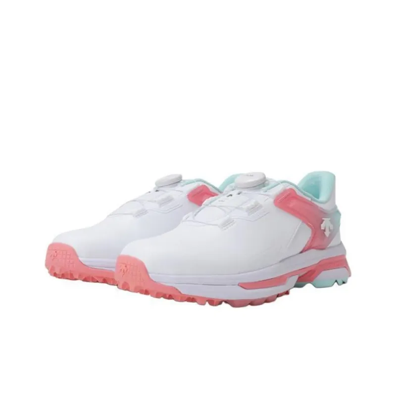 DESCENTE R90 Anti-Slip Wear-Resistant Low-Top Golf Shoes Women's White Pink-2