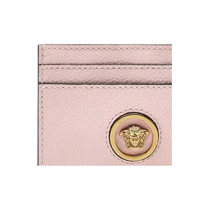 FANSIZHE La Medusa Grain Leather Card Holder Trumpets Women's Light Pink Red-3