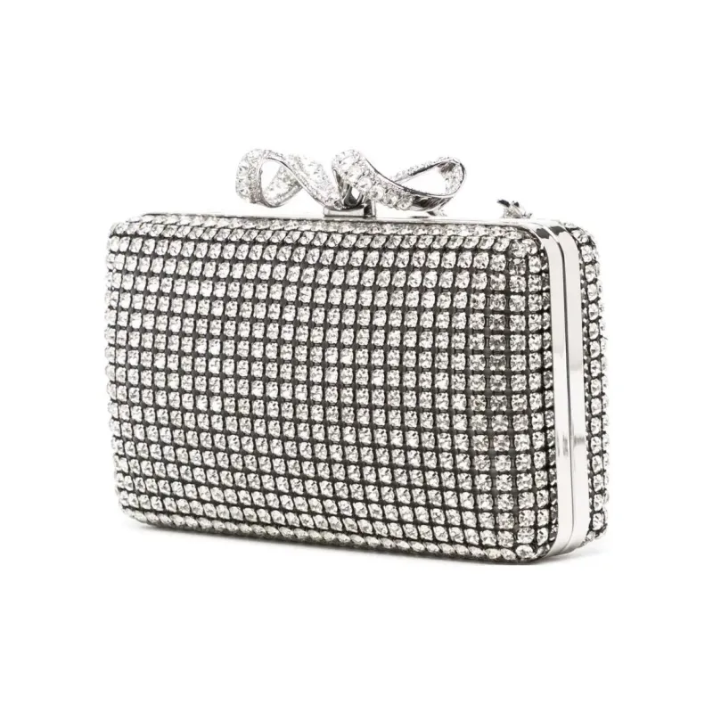 Self portrait Crystal Bo Metal Clutch Women's Silver-2