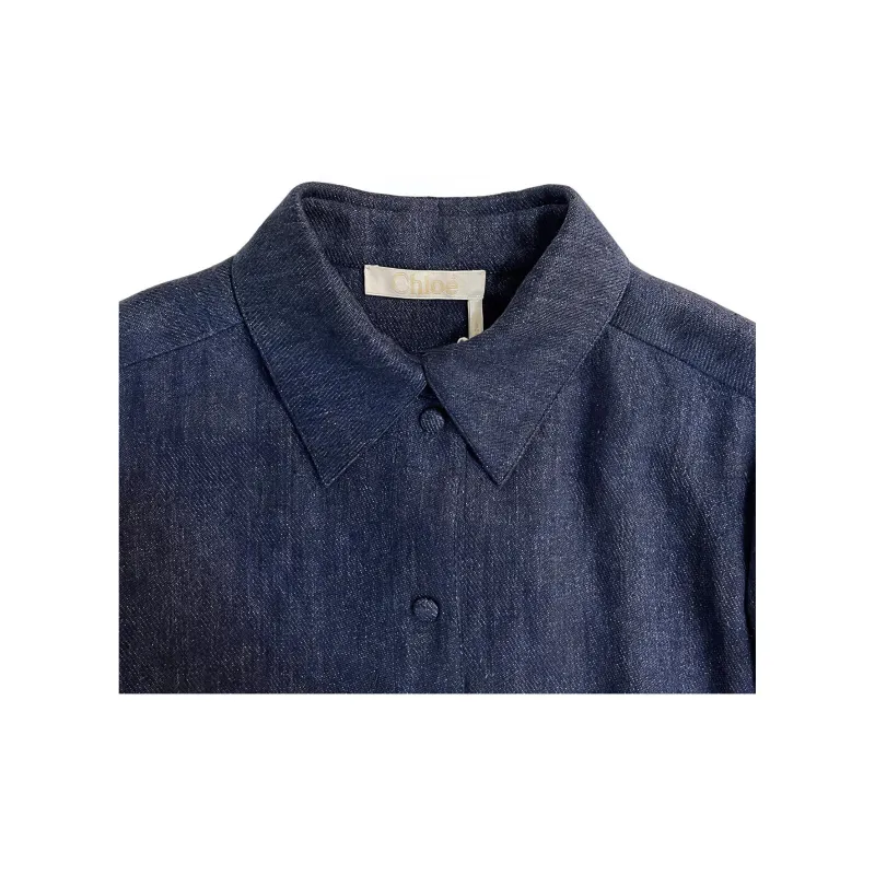 Chloe FW22 Long Sleeved Dresses Women's Blue-3