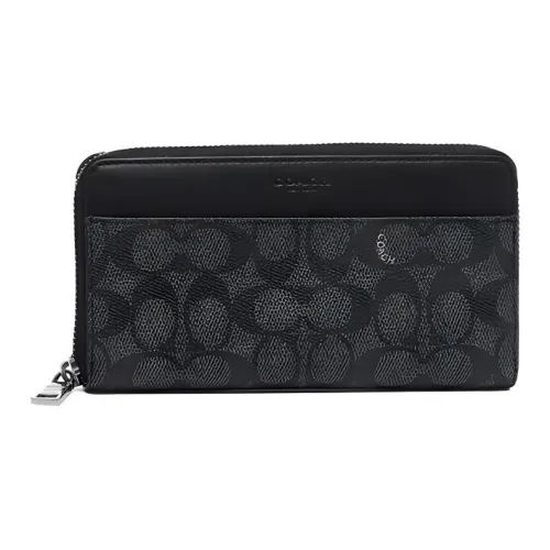 COACH Coated Canvas Trunk Bag Clutch Wallet Men's Gray Black
