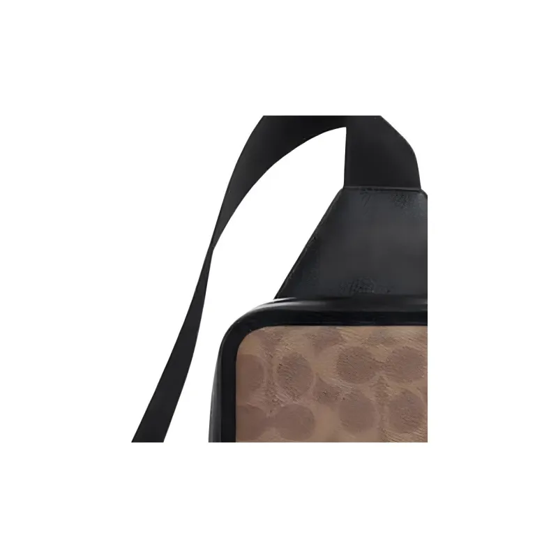 COACH Cow Leather Shoulder Bag, Crossbody Bag, Sling Bag Trumpets Women's Khaki & Black-2