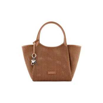 EMPORIO ARMANI Polyester Tote Bag Shopping Bag Handbag Large Size Women's Camel