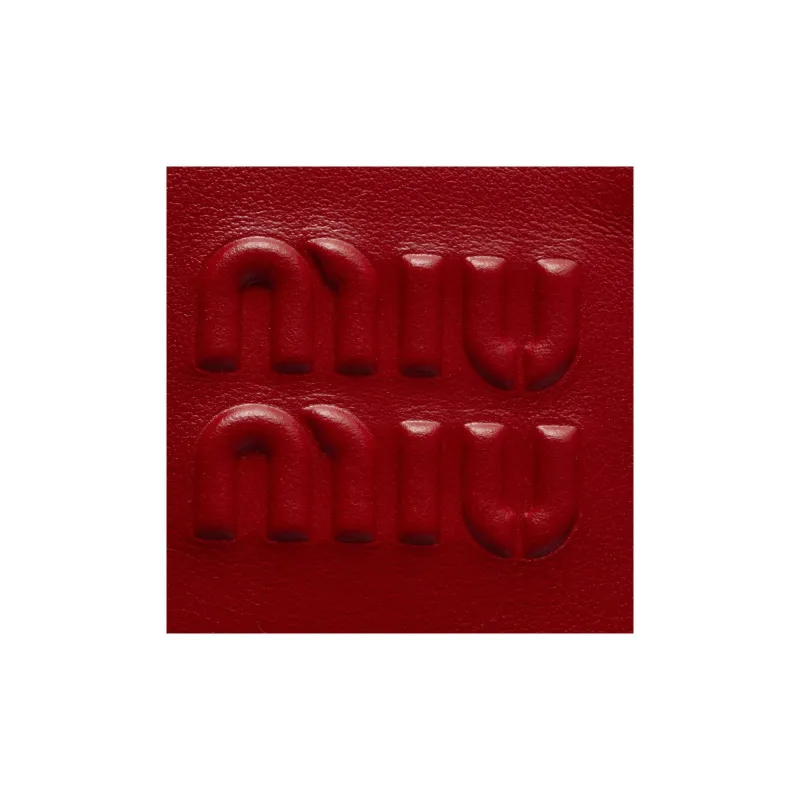 MIU MIU Beau Calfskin Shoulder Bag Crossbody Bag Handbag Women's Red & White-4