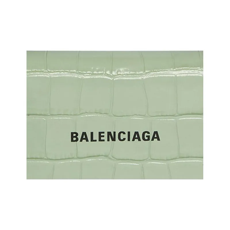 Balenciaga Cash Calfskin Card Holder Coin Purse Women's Light Green-3