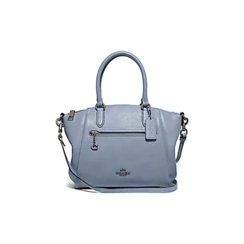 COACH Elise Litchi Grain Cow Leather Dumpling Bag, Crossbody Handbag Medium Size Women's Gray Blue