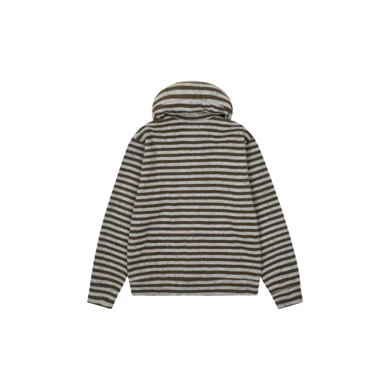 Safarispot S.T.C. STRIPE FLEECE MUFFLER ZIP UP Sweatshirt Women's KHAKI/Khaki-1