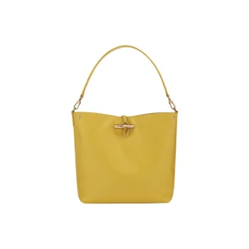 LONGCHAMP Le Roseau Calfskin Shoulder Bag Women's Ginger Yellow