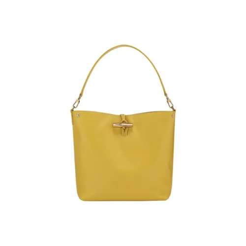 LONGCHAMP Le Roseau Calfskin Shoulder Bag Women's Ginger Yellow