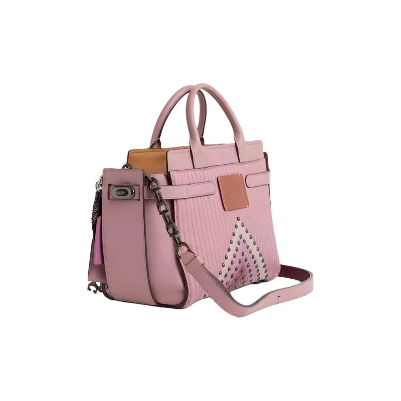 COACH Swagger Nappa Soft Leather One Shoulder Handbags Large Size Women's White Chrome & Gray Rose-1