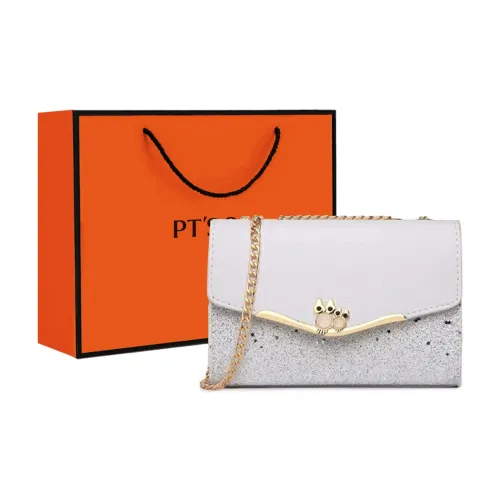 PT'SON Cow Leather Small Square Bag Underarm Shoulder Bag Regular Women's White/Black
