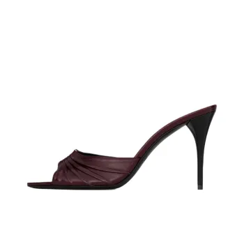 SAINT LAURENT Slide Slippers 9cm Women's Burgundy