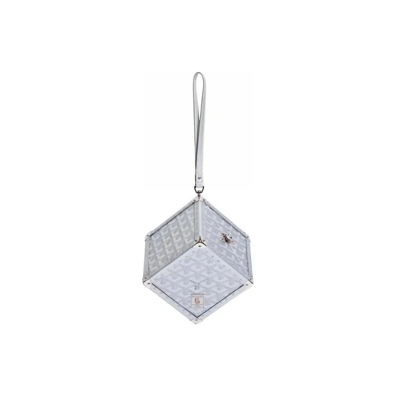 GOYARD Dé Canvas With Leather Wrist Bag Women's Silver-0