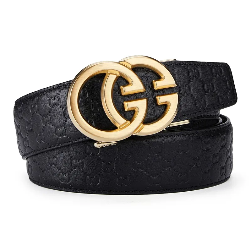 Jeccieziio Top Grain Cow Leather Automatic Buckle Belt Men's Gunmetal, Gold Width 3.5cm Gift Box Set-12