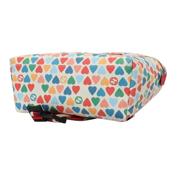 GUCCI Canvas With Leather Backpack Kids' White/Red/Multicolor-3