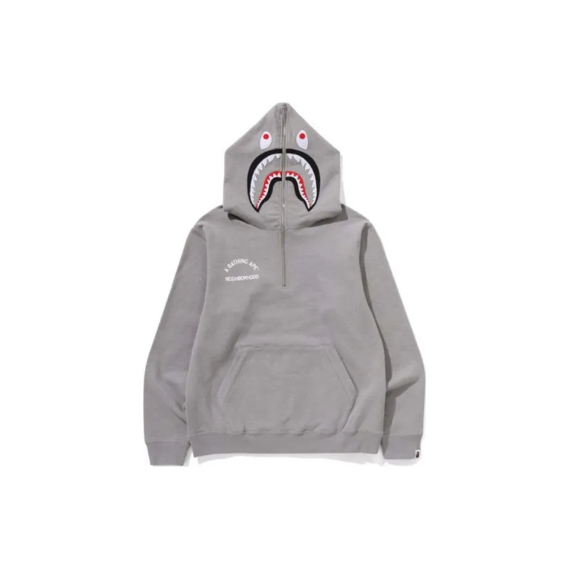 Bape X Neighborhood Two Face Half Zip Pullover Hoodie-7