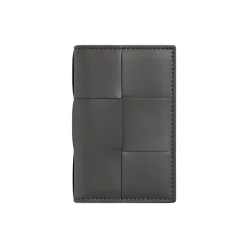 Bottega Veneta CASSETTE Calfskin Card Holder Men's Agate Gray & Jasper