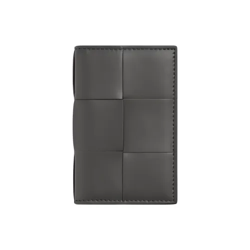 Bottega Veneta CASSETTE Calfskin Card Holder Men's Agate Gray & Jasper