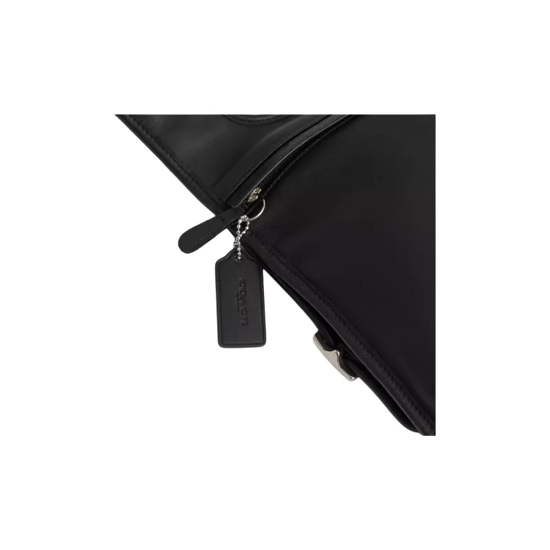 COACH Leather Hippy Backpack Tubas Unisex Black-3