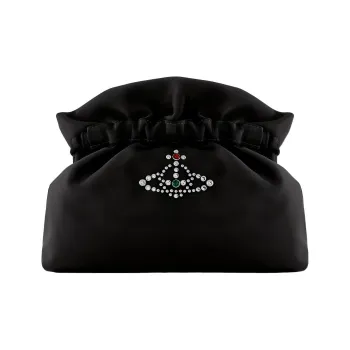 Vivienne Westwood Leather One Shoulder Crossbody Clutches Small Size Women's Black