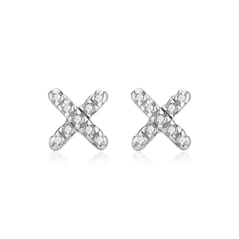 KING OF BLING 925 Sterling Silver With Zircon Stud Earrings Unisex