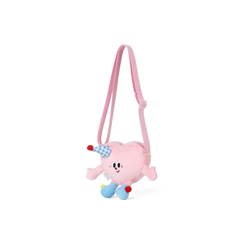 VANWALK Polyester Shoulder Bag, Crossbody Bag Medium Size Women's Heart Pink/Milk White/Raw Chocolate Black-1