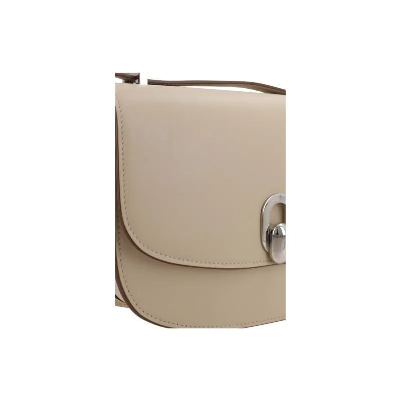SAVETTE Calfskin Shoulder Bag Women's Beige-3