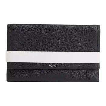 COACH Bleecker Leather Clutch Large Size Unisex Black & White