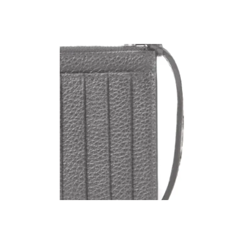 Balenciaga Grained Calfskin Coin Purses Wallets Unisex Gray-4