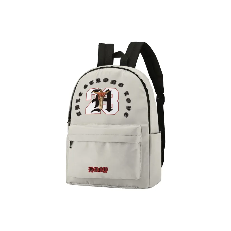 HINY Polyester Students Backpack Unisex White-1