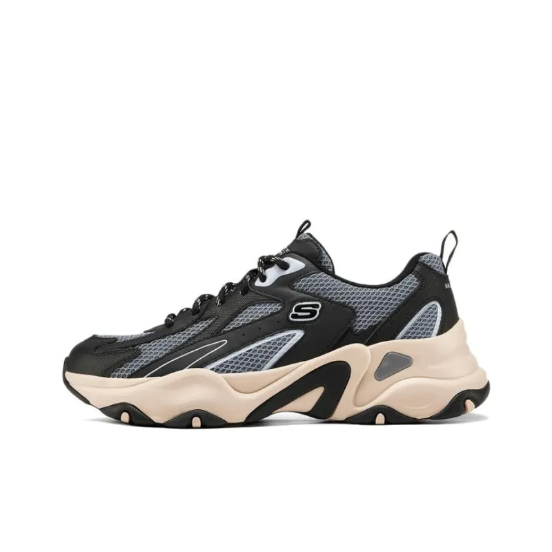 Skechers DLITES Cushioning Low Top Chunky Sneakers Men's Black Gray-0