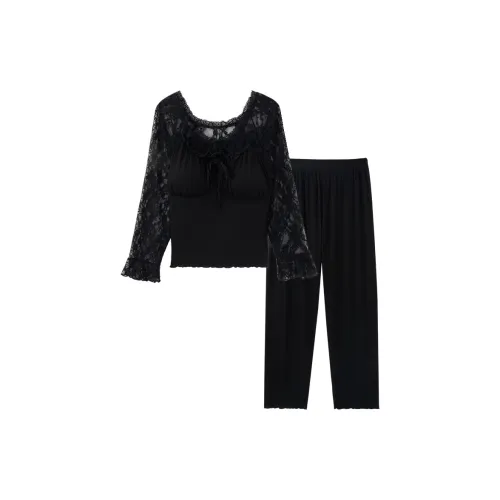 Sleeping Beauty Pajama Set Women's Black